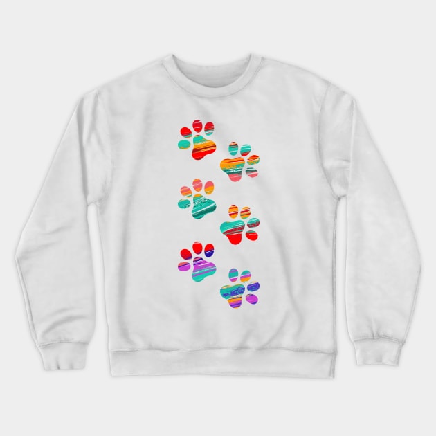 Colorful Cat Tracks Crewneck Sweatshirt by Blackmoon9